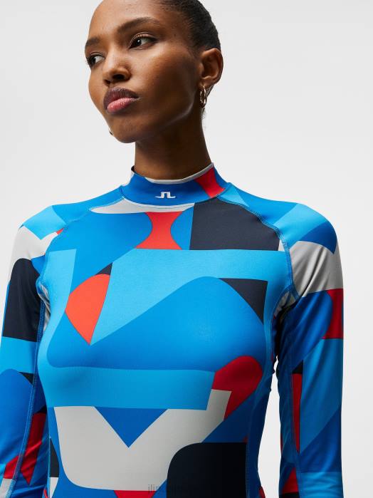 J.Lindeberg kvinner asa trykk komprimering topp grå stor bro klær F8641487