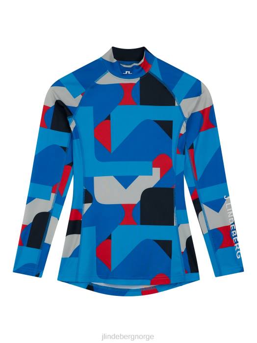 J.Lindeberg kvinner asa trykk komprimering topp grå stor bro klær F8641487