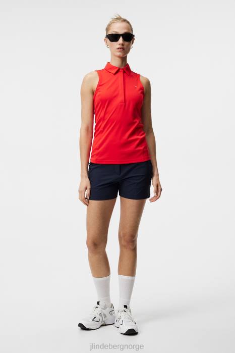 J.Lindeberg kvinner dena ermeløs topp ildrød klær F8641436