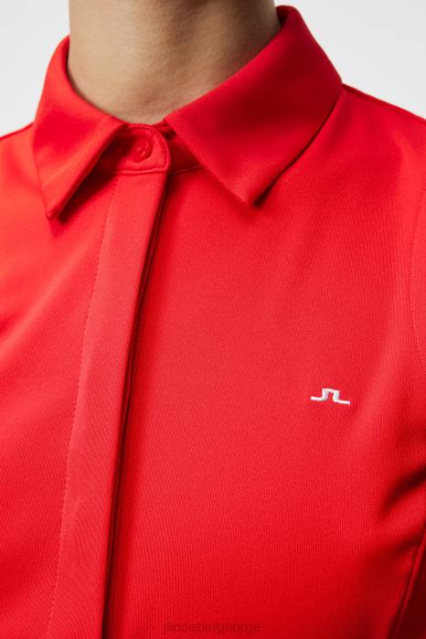 J.Lindeberg kvinner dena ermeløs topp ildrød klær F8641436