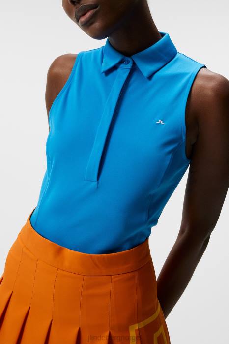 J.Lindeberg kvinner dena ermeløs topp strålende blå klær F8641440