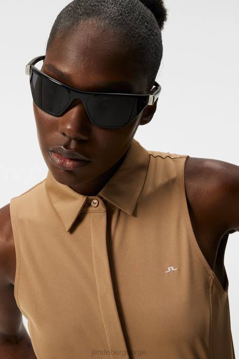 J.Lindeberg kvinner dena ermeløs topp tiger brun klær F8641443