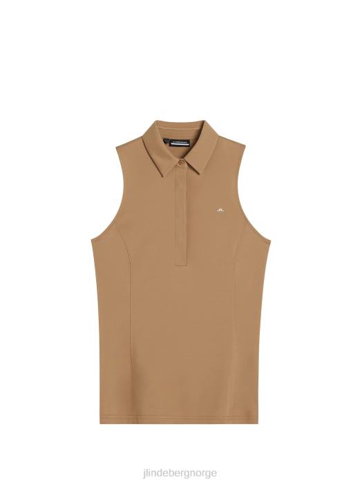 J.Lindeberg kvinner dena ermeløs topp tiger brun klær F8641443