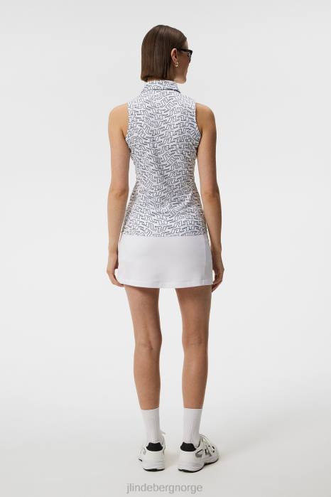 J.Lindeberg kvinner dena print ermeløs topp hvit brosvirvel klær F8641480