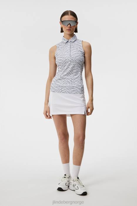 J.Lindeberg kvinner dena print ermeløs topp hvit brosvirvel klær F8641480