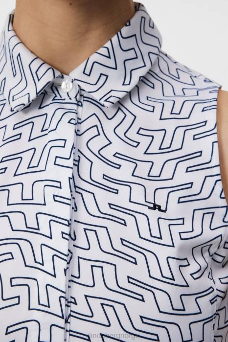 J.Lindeberg kvinner dena print ermeløs topp hvit brosvirvel klær F8641480