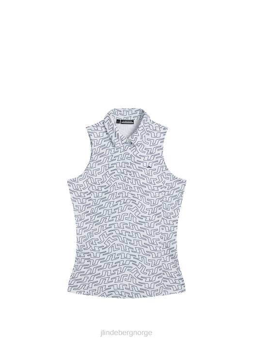 J.Lindeberg kvinner dena print ermeløs topp hvit brosvirvel klær F8641480