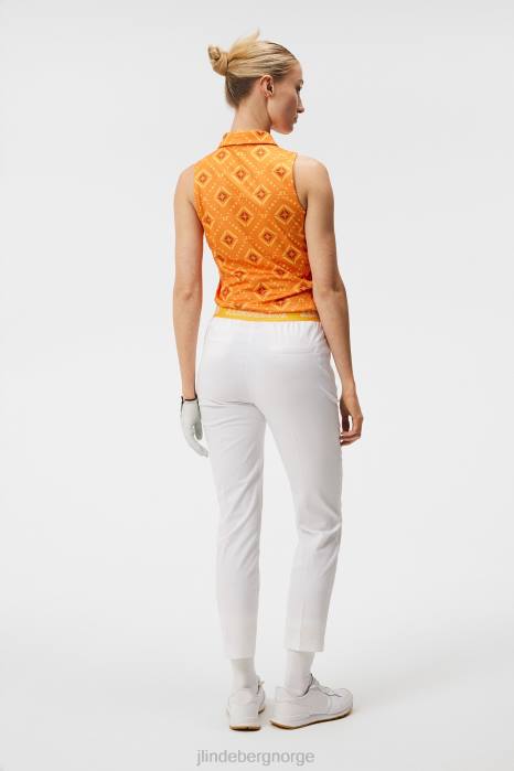 J.Lindeberg kvinner dena print ermeløs topp oransje diamantlogo klær F8641478
