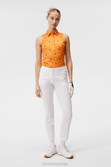 J.Lindeberg kvinner dena print ermeløs topp oransje diamantlogo klær F8641478