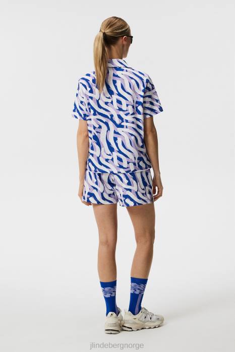 J.Lindeberg kvinner elin skjorte med trykk lilla malt sebra klær F8641381