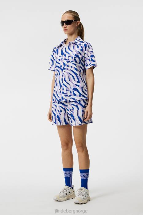 J.Lindeberg kvinner elin skjorte med trykk lilla malt sebra klær F8641381