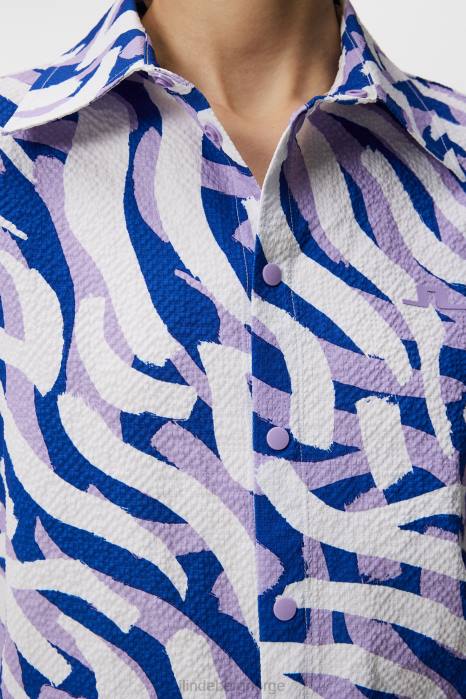 J.Lindeberg kvinner elin skjorte med trykk lilla malt sebra klær F8641381