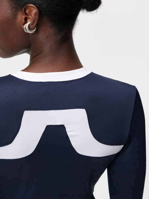 J.Lindeberg kvinner meja langermet topp marinen klær F8641421