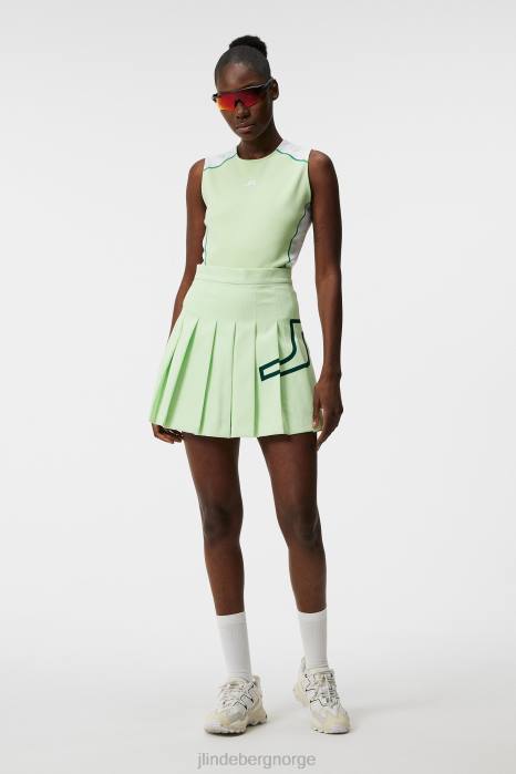 J.Lindeberg kvinner mirit ermeløs topp hvit kule prikk klær F8641457