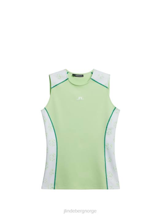 J.Lindeberg kvinner mirit ermeløs topp hvit kule prikk klær F8641457