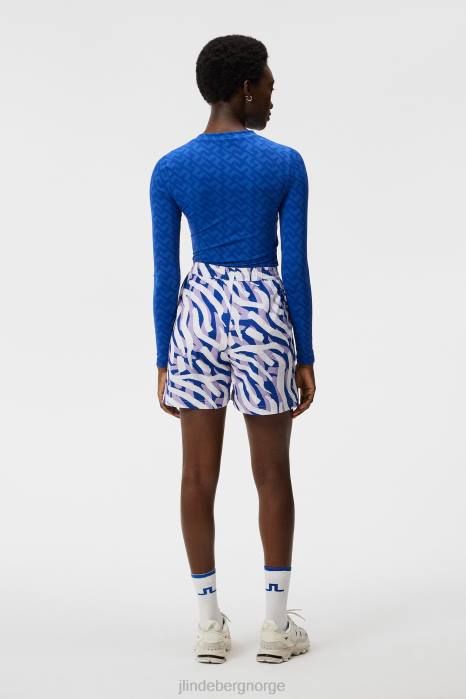 J.Lindeberg kvinner tekla topp med rund hals blåmalt bro klær F8641392