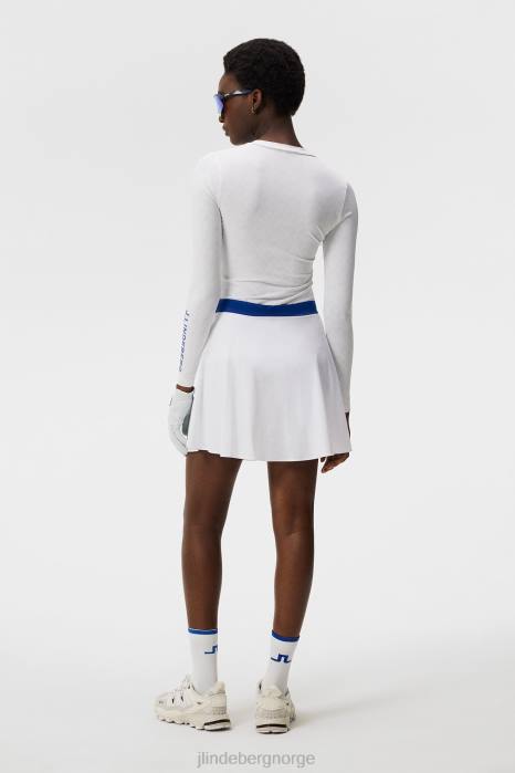 J.Lindeberg kvinner tekla topp med rund hals hvit trykt bro klær F8641391