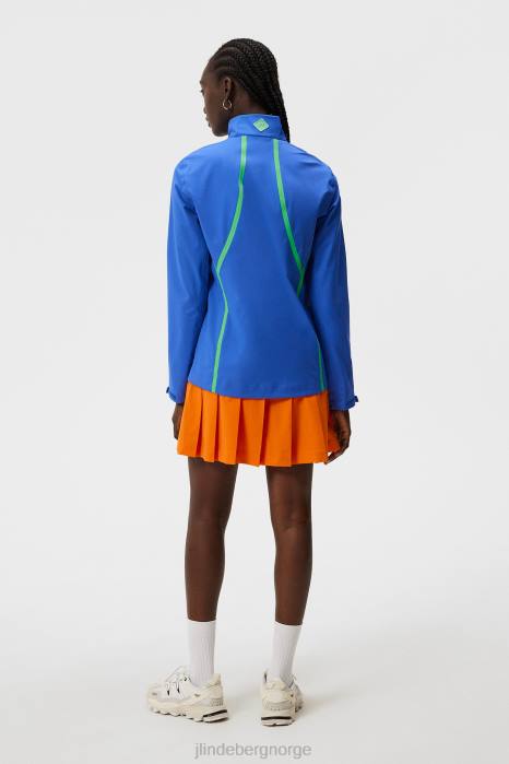 J.Lindeberg kvinner korall regnjakke blendende blå klær F8641916