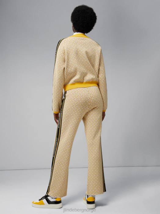 J.Lindeberg kvinner wanda strikket bukse hvit monogramsjekk klær F8642787