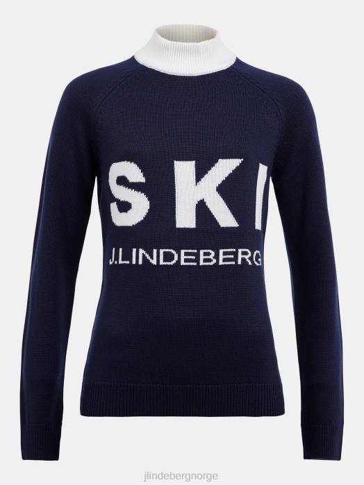 J.Lindeberg kvinner ada strikket skigenser marinen klær F8642839