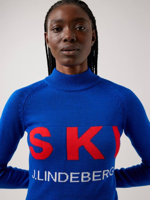 J.Lindeberg kvinner ada strikket skigenser spekter blått klær F8642838