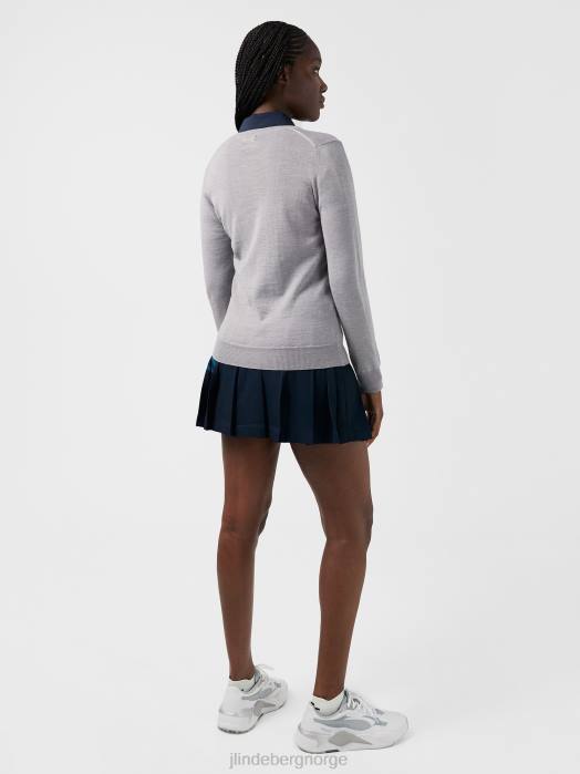 J.Lindeberg kvinner amaya golfgenser med v-hals gråmelert klær F8642837