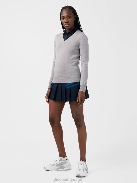 J.Lindeberg kvinner amaya golfgenser med v-hals gråmelert klær F8642837