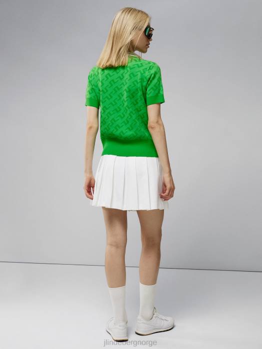 J.Lindeberg kvinner arya strikket polo grønn jacquard bro monogram klær F8642826