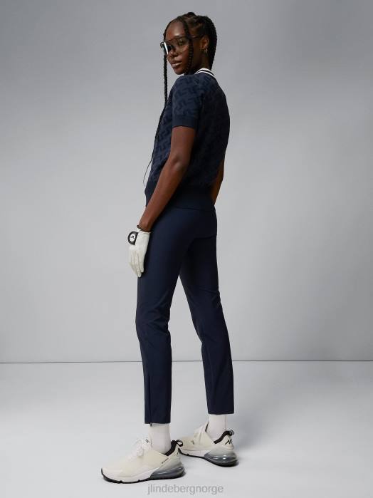 J.Lindeberg kvinner arya strikket polo marine jacquard bro monogram klær F8642827