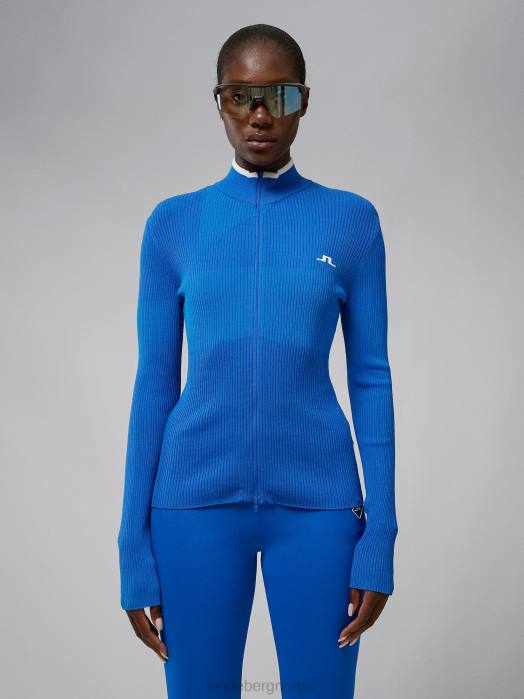 J.Lindeberg kvinner flora genser nautisk blå klær F8642823