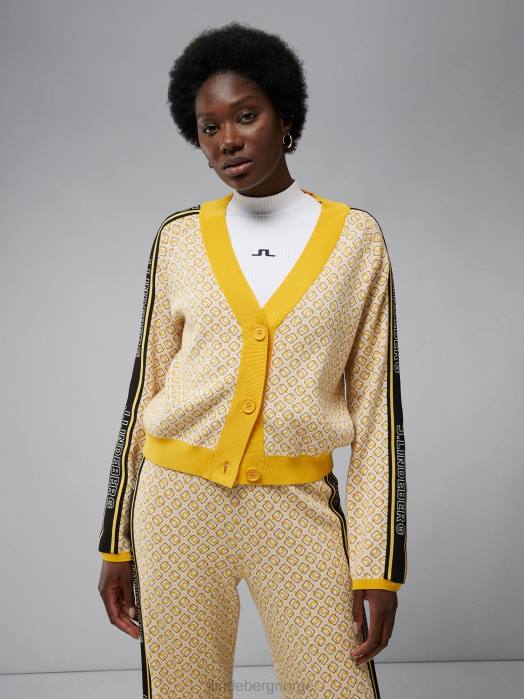 J.Lindeberg kvinner wendy cardigan hvit monogramsjekk klær F8642821