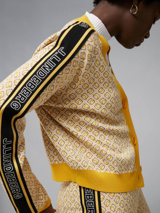 J.Lindeberg kvinner wendy cardigan hvit monogramsjekk klær F8642821