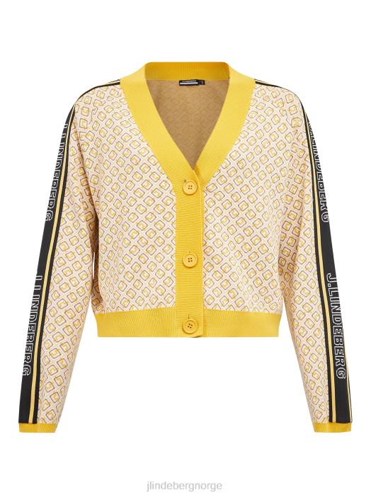 J.Lindeberg kvinner wendy cardigan hvit monogramsjekk klær F8642821