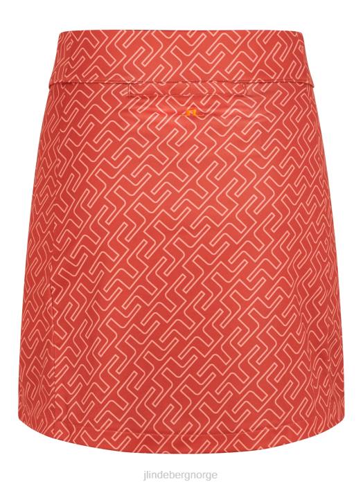 J.Lindeberg kvinner amelie golfskjørt med mellomtrykk falmet rosebromonogram klær F8642718
