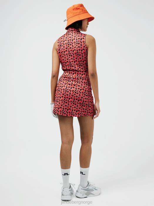 J.Lindeberg kvinner amelie golfskjørt med mellomtrykk falmet rosedyr klær F8642716