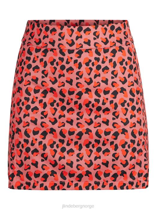 J.Lindeberg kvinner amelie golfskjørt med mellomtrykk falmet rosedyr klær F8642716