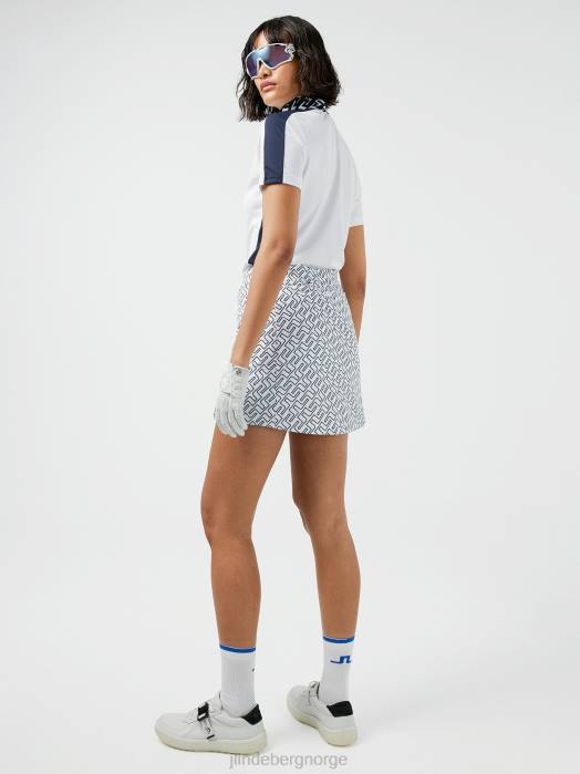 J.Lindeberg kvinner amelie golfskjørt med mellomtrykk marinebromonogram klær F8642715