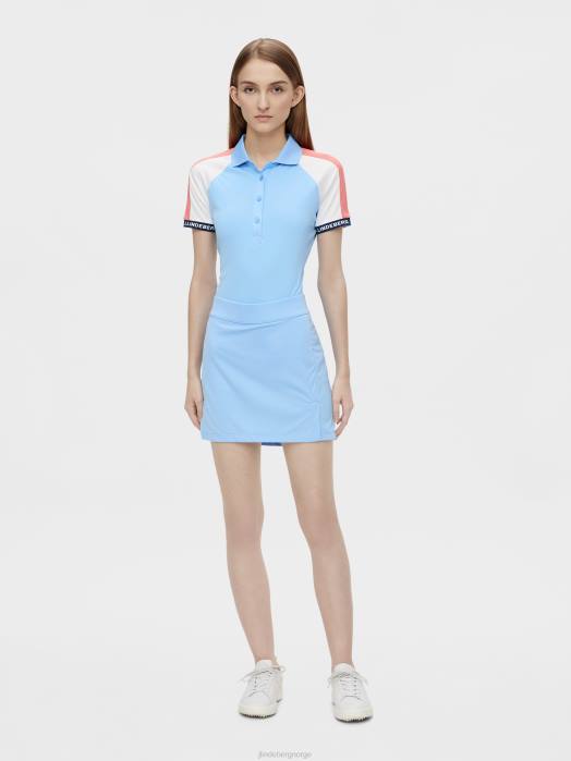 J.Lindeberg kvinner amelie mellomlangt skjørt sommerblå klær F8642747