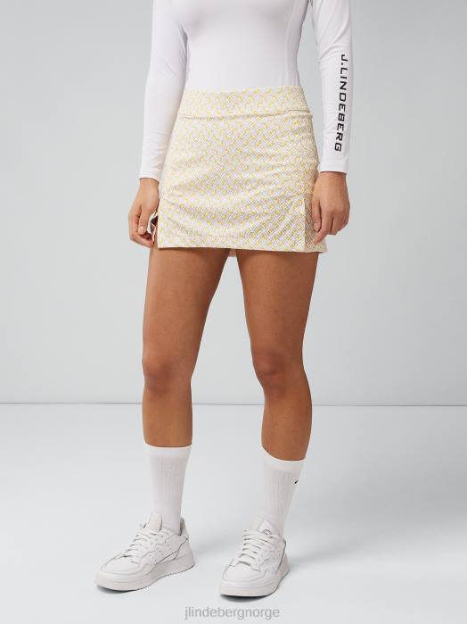 J.Lindeberg kvinner skjørt med amelietrykk hvit monogramsjekk klær F8642665