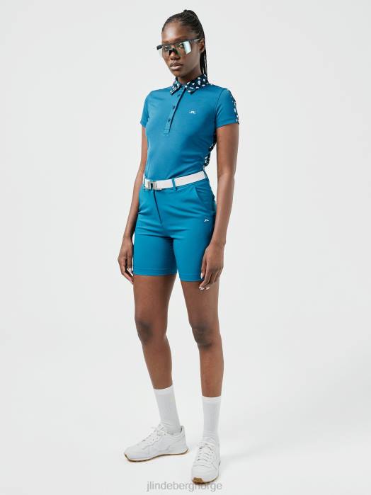 J.Lindeberg kvinner cara golfpolo marokkansk blå klær F8642601