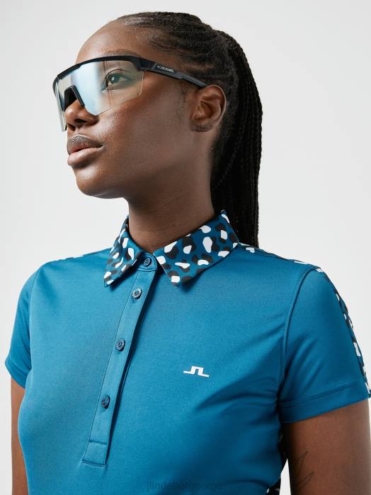 J.Lindeberg kvinner cara golfpolo marokkansk blå klær F8642601