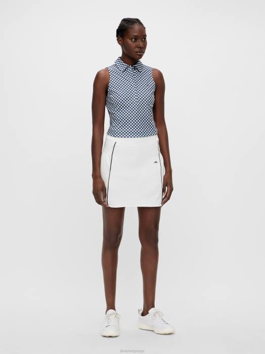 J.Lindeberg kvinner dena trykt golfpolo gingham-trykk klær F8642648