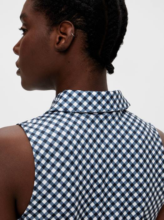 J.Lindeberg kvinner dena trykt golfpolo gingham-trykk klær F8642648