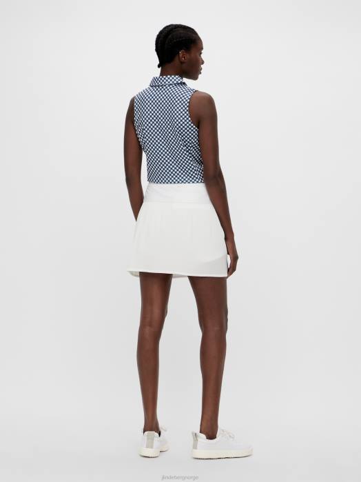 J.Lindeberg kvinner dena trykt golfpolo gingham-trykk klær F8642648