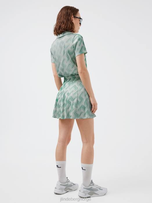 J.Lindeberg kvinner solange 3d ribbet golfpolo grønt 3d-bromonogram klær F8642590