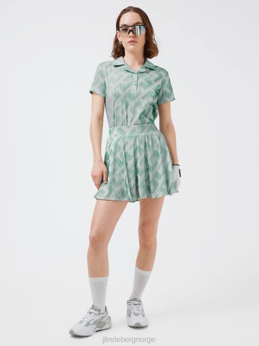 J.Lindeberg kvinner solange 3d ribbet golfpolo grønt 3d-bromonogram klær F8642590