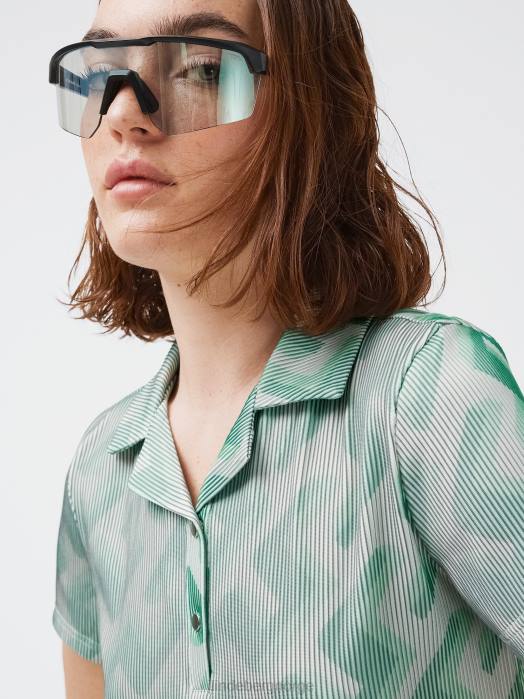 J.Lindeberg kvinner solange 3d ribbet golfpolo grønt 3d-bromonogram klær F8642590