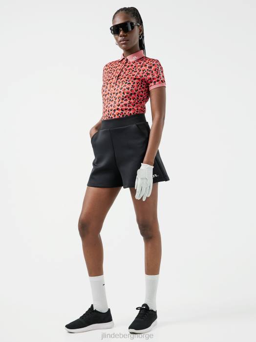 J.Lindeberg kvinner tour tech print golfpolo falmet rosedyr klær F8642620