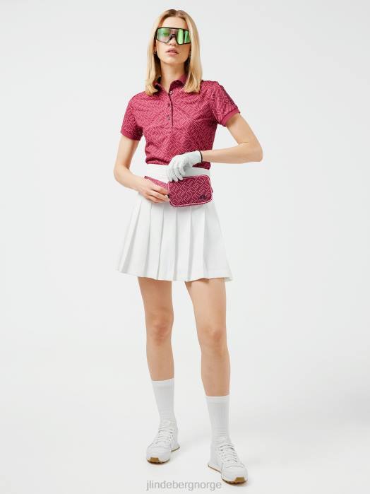 J.Lindeberg kvinner tour tech print golfpolo varm rosa bromonogram klær F8642617