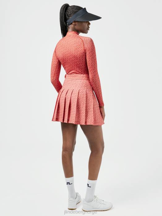 J.Lindeberg kvinner asa trykk komprimering topp falmet rosebromonogram klær F8642630